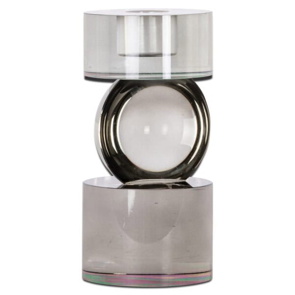 Modern glass " Candle holder  "Jennyl in gray and transparent designs.
