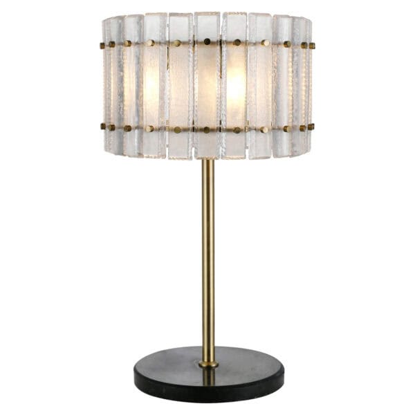 Elegante Tischlampe aus Bronze mit Glasschirm für eine stimmungsvolle Beleuchtung.
