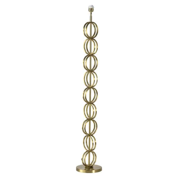 Gold floor lamp with a circular design for modern interiors.