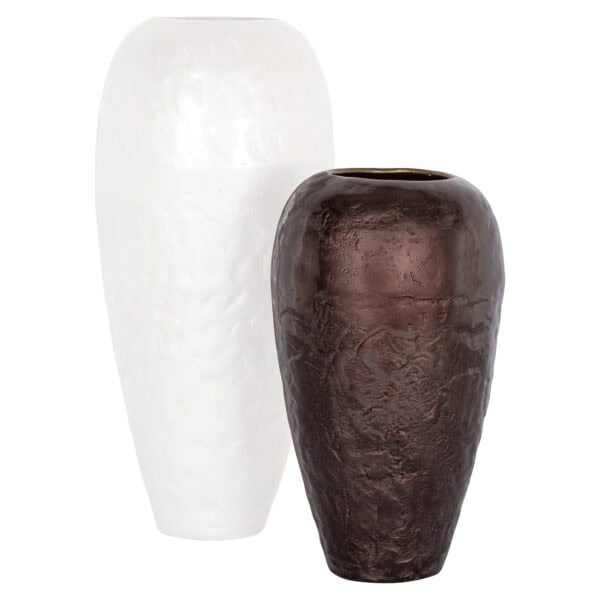 Jillisa decorative vases in dark brown and white for home decor.