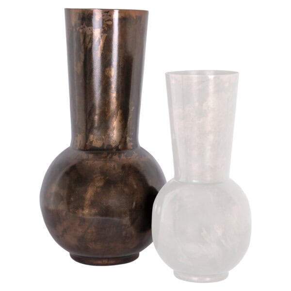 Copper-colored Jolise vase and white vase for interior decoration.
