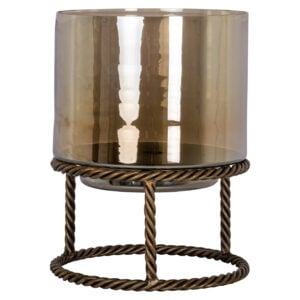 Large antique " Hurricane light " Ropia made of bronze on a metal stand.