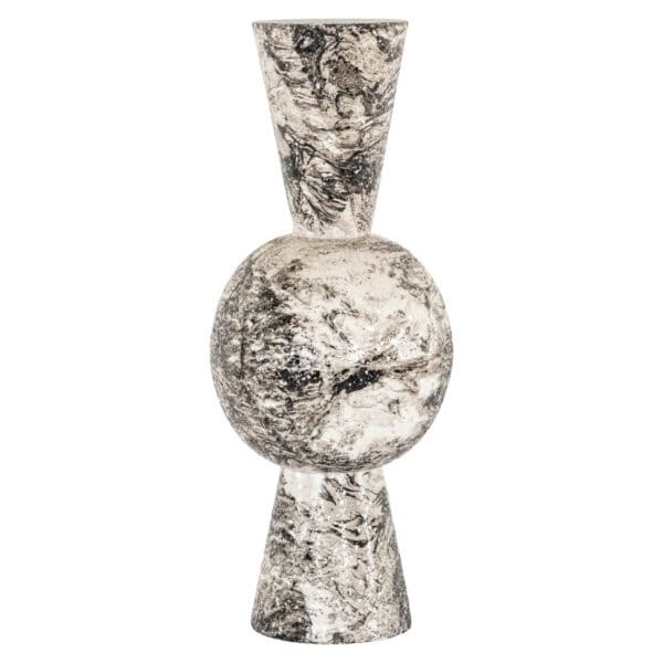 Moderne schwarz-weiße Vase mit abstraktem Muster zur Innendekoration.