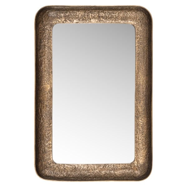 Miroir en laiton ancien, finition rustique, pour la décoration d'intérieur.