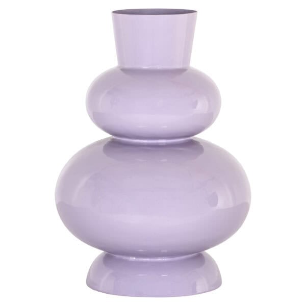 Lilac glass vase with three sections for decoration.