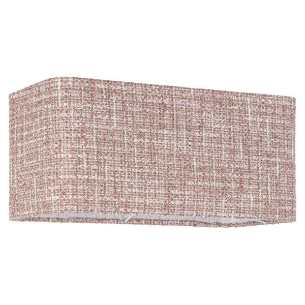 Trendiger, rosa, rechteckiger Lampenschirm aus luxuriösem Stoff für moderne Beleuchtung.