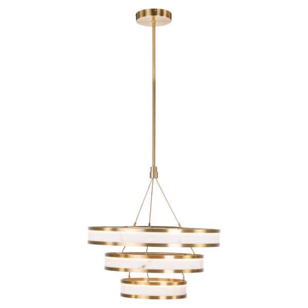Moderne gouden hanglamp Cealora met meerdere ringen.
