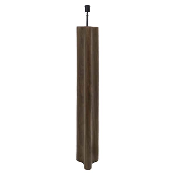 Jamy walnut wood floor lamp with black ceiling mount.