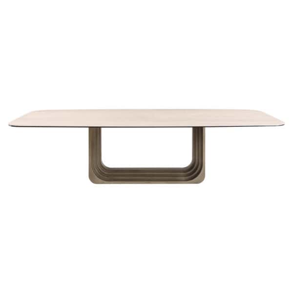 Moderner Maxfield-Esstisch in Beige und Holz, stilvolles Design.