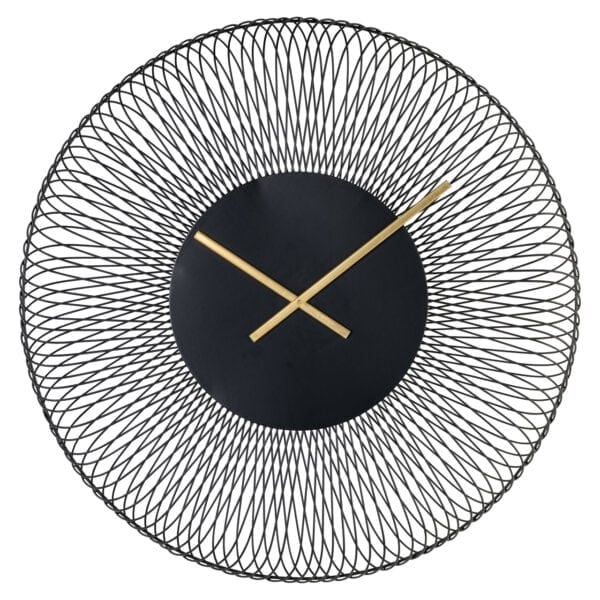 Horloge murale élégante au design noir et « gold » pour la décoration d'intérieur.