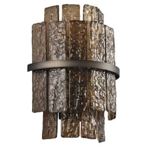 Bruine wandlamp Lumy met rustieke houten elementen voor interieurdecoratie.