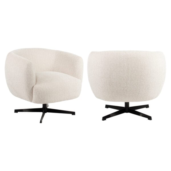 Fauteuil Estelle « Chaise » en tissu « blockweave » beige, avec fonction pivotante.