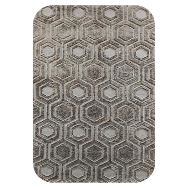 Brown " Carpet " rug with a hexagon pattern for the living room or bedroom.