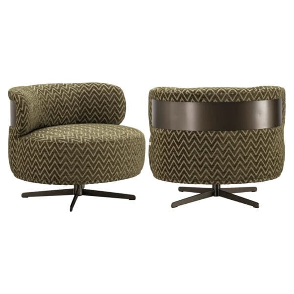 Moderne lounge stoel Lauren moss chevron met draaibaar ontwerp.