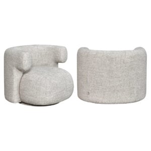 Lounge stoel Talley in cream tweed, modern design, comfortabele zit.
