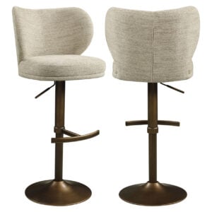 Moderne barstoel met natuurlijke softweave bekleding en draaifunctie.