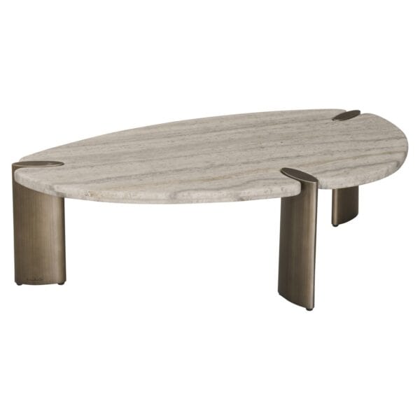 Table de salon e moderne de couleur grise avec des pieds en métal.