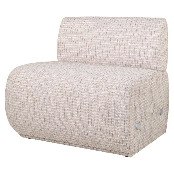 Trendy cream-colored Sorrobon dining room bench with an open end on the left and a straight design.