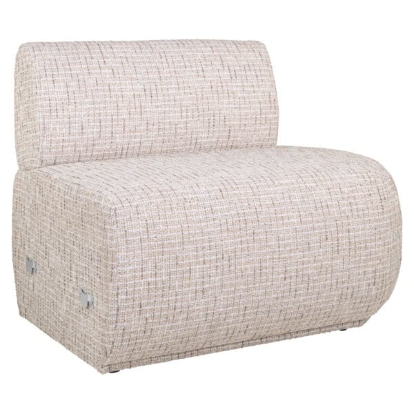 Trendy cream-colored Sorrobon dining room bench with an open end and straight backrest.