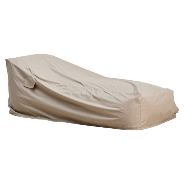 Taupe beschermhoes voor buitenmeubilair, waterdicht en UV-bestendig.