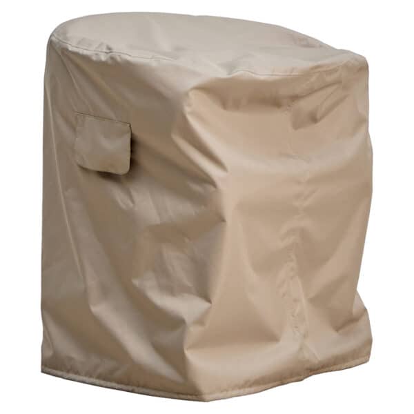 Taupe winter beschermhoes voor tuinmeubelen, waterdicht en UV-bestendig.