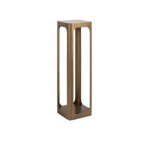 Support à plantes en bois aux lignes épurées, destiné à la décoration d'intérieur.